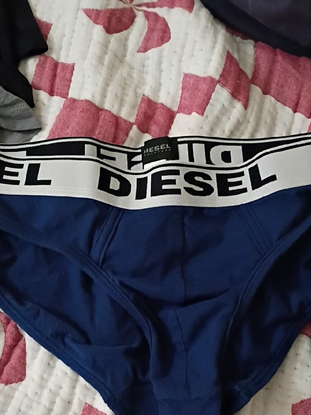 Diesel Black & Navy Logo Elastic Briefs - Picture 3 of 3